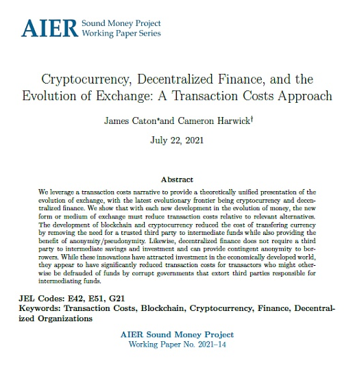 加密货币、去中心化金融和交易的演变：一种交易成本方法
